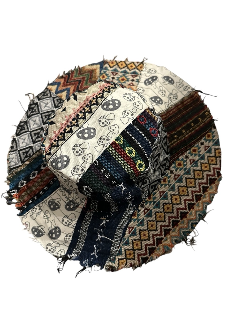 Boho Patchwork Wide-Brim Sun Hat - Multicolor - Picture 3 of 4